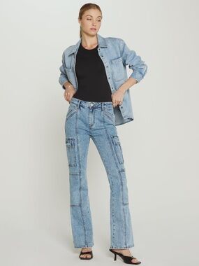 Light Blue Women's Cargo Denim Jeans